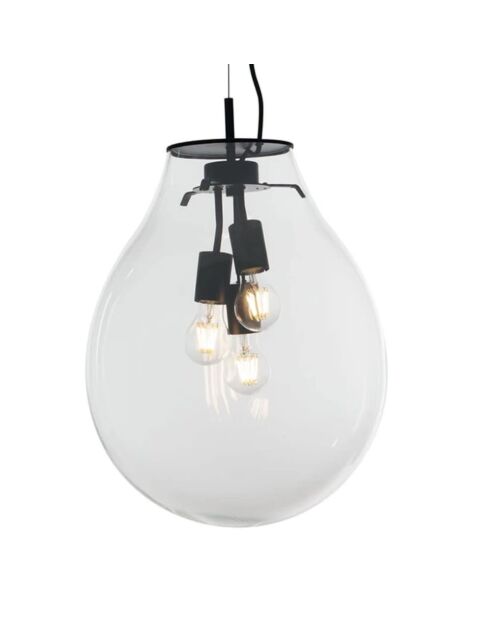 Suspension Loano en verre transparent avec structure en métal transparent - 38 x 38 x 54,5 cm