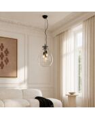 Suspension Loano en verre transparent avec structure en métal transparent - 38 x 38 x 54,5 cm