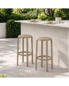 Lot de 2 tabourets Portovenere 65 pour usage intérieur et extérieur tourterelle - 36 x 36 x 65 cm