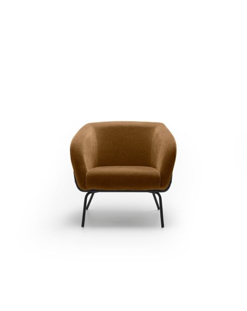 Fauteuil Cerignola en velours avec structure en métal peint brun/noir - 74 x 75 x 69 cm