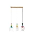 Suspension Nardò avec trois diffuseurs en verre multicolore - 61,5 x 235,5 cm
