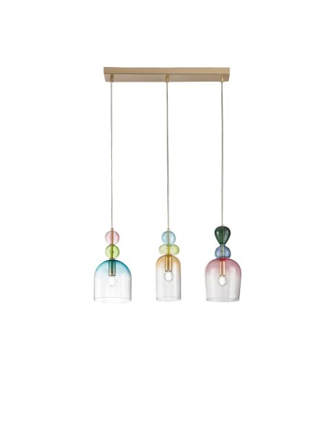 Suspension Nardò avec trois diffuseurs en verre multicolore - 61,5 x 235,5 cm