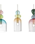 Suspension Nardò avec trois diffuseurs en verre multicolore - 61,5 x 235,5 cm
