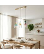 Suspension Nardò avec trois diffuseurs en verre multicolore - 61,5 x 235,5 cm