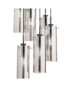 Suspension Dorgali en métal avec six diffuseurs en verre noir - 35 x 35 x 43,8 cm