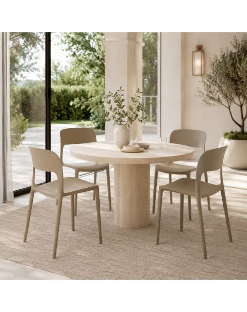 Ensemble de 2 chaises d'extérieur Capri empilables beige - 42 x 50 x 83 cm