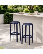 Lot de 2 tabourets Portovenere 75 pour usage intérieur et extérieur anthracite - 36 x 36 x 75 cm
