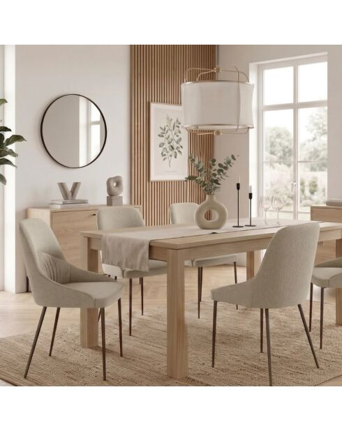 Ensemble de 4 chaises de salle à manger revêtues de tissu Positano beige/bronze - 63 x 54 x 89 cm
