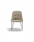 Ensemble de 4 chaises de salle à manger revêtues de tissu Positano beige/bronze - 63 x 54 x 89 cm