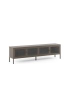 Meuble TV à 4 portes Piombino en métal et verre trempé moka - 160 x 35 x 50 cm