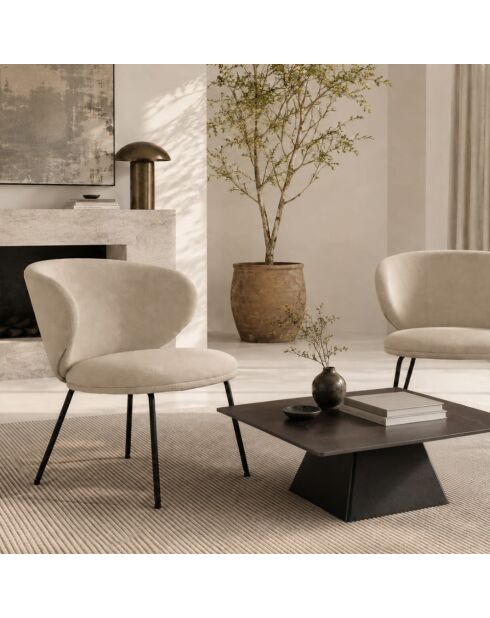 Fauteuil Staletti en tissu avec pieds en métal beige - 80 x 70 x 79 cm