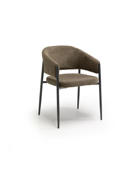 Ensemble de 2 chaises de salle à manger en tissu Recanati brun/anthracite - 54 x 59,5 x 78,5 cm