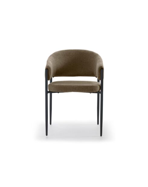 Ensemble de 2 chaises de salle à manger en tissu Recanati brun/anthracite - 54 x 59,5 x 78,5 cm
