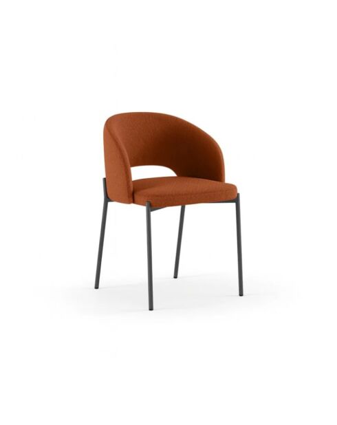Ensemble de 2 chaises de salle à manger revêtues de tissu Lucca orange/anthracite - 55,5 x 52 x 78,5 cm