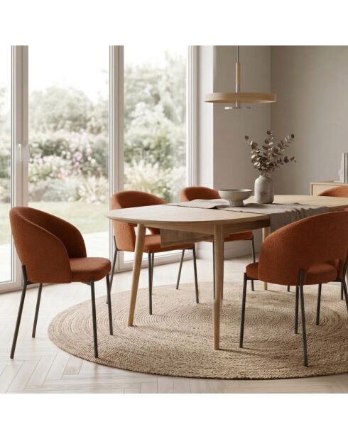Ensemble de 2 chaises de salle à manger revêtues de tissu Lucca orange/anthracite - 55,5 x 52 x 78,5 cm