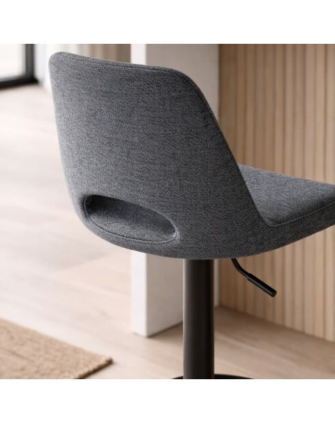 Lot de 2 tabourets de bar et de cuisine en tissu Rimini gris/noir - 52 x 45 x 88,5/103,5 cm