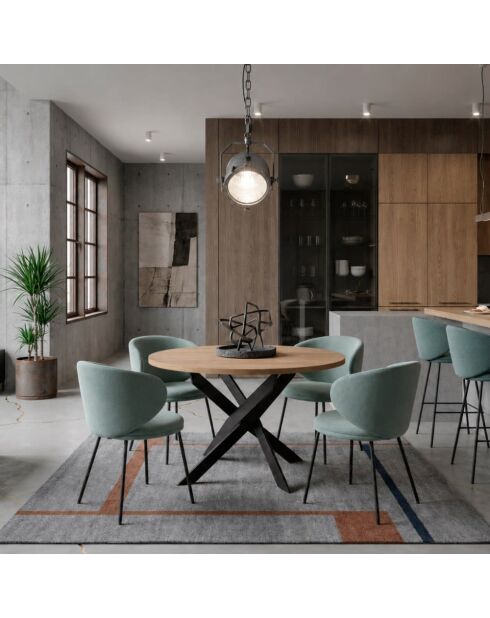 Ensemble de 2 chaises en tissu Staletti avec pieds en métal vert - 60 x 58 x 78 cm
