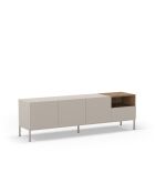 Meuble TV à 3 portes et 1 étagère Sapri en stratifié structure métallique crème/marron - 180 x 42 x 55 cm