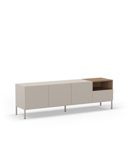 Meuble TV à 3 portes et 1 étagère Sapri en stratifié structure métallique crème/marron - 180 x 42 x 55 cm