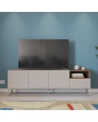 Meuble TV à 3 portes et 1 étagère Sapri en stratifié structure métallique crème/marron - 180 x 42 x 55 cm