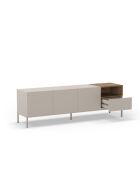Meuble TV à 3 portes et 1 étagère Sapri en stratifié structure métallique crème/marron - 180 x 42 x 55 cm