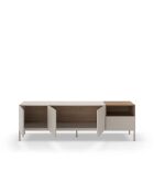 Meuble TV à 3 portes et 1 étagère Sapri en stratifié structure métallique crème/marron - 180 x 42 x 55 cm