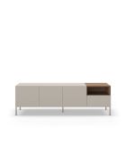 Meuble TV à 3 portes et 1 étagère Sapri en stratifié structure métallique crème/marron - 180 x 42 x 55 cm