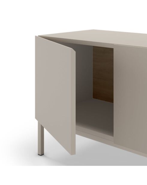 Meuble TV à 3 portes et 1 étagère Sapri en stratifié structure métallique crème/marron - 180 x 42 x 55 cm