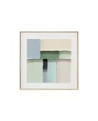 Peinture abstraite Peschici Due peinte à la main vert/beige - 60 x 4,5 x 60 cm