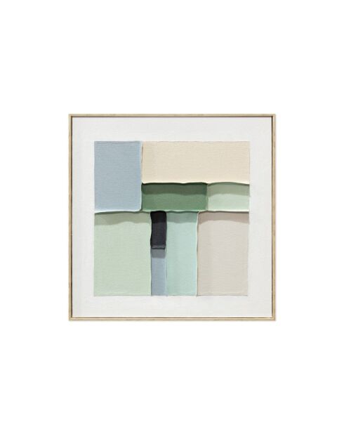 Peinture abstraite Peschici Due peinte à la main vert/beige - 60 x 4,5 x 60 cm