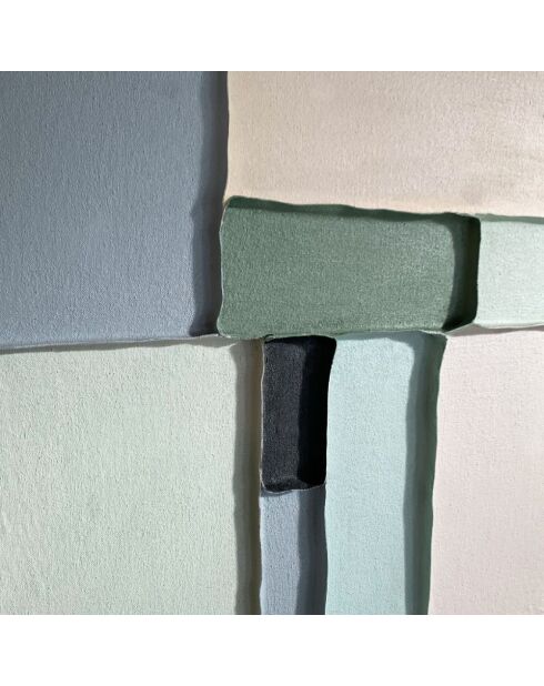Peinture abstraite Peschici Due peinte à la main vert/beige - 60 x 4,5 x 60 cm