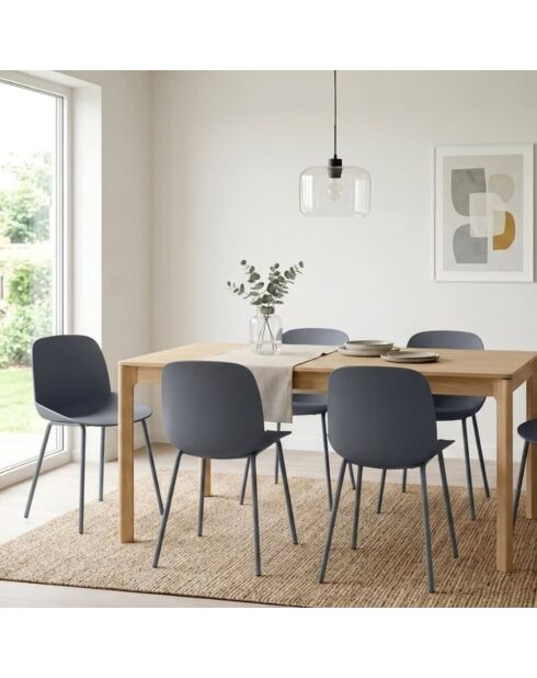 Ensemble de 4 chaises de salle à manger avec structure métallique Asolo gris foncé - 46 x 55 x 79 cm
