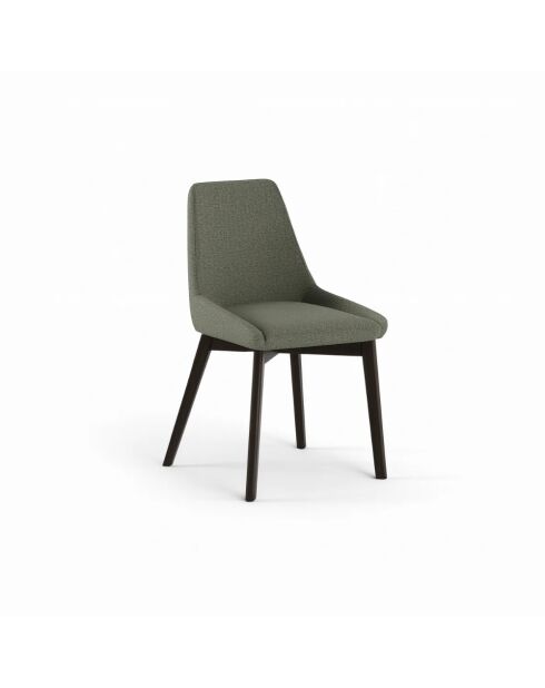 Ensemble de 4 chaises de salle à manger revêtues de tissu Paestum noyer vert/massif - 49,5 x 62 x 87 cm