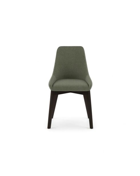 Ensemble de 4 chaises de salle à manger revêtues de tissu Paestum noyer vert/massif - 49,5 x 62 x 87 cm