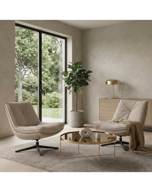 Fauteuil pivotant Viareggio avec structure en métal beige - 75 x 90 x 87 cm