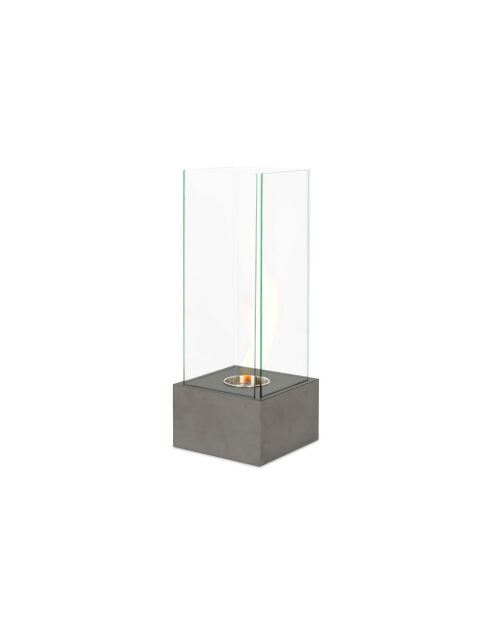 Cheminée bioéthanol sur pied Palermo gaufré en acier inoxydable gris - 25 x 25 x 65 cm
