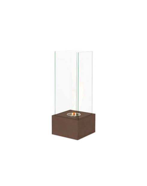 Cheminée Palermo fonctionnant au bioéthanol en acier inoxydable rouiller - 25 x 25 x 65 cm