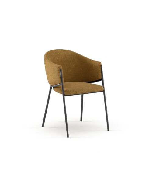 Ensemble de 2 chaises de salle à manger avec structure en métal Benevento ocre/anthracite - 60 x 53 x 78 cm