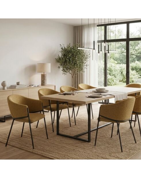 Ensemble de 2 chaises de salle à manger avec structure en métal Benevento ocre/anthracite - 60 x 53 x 78 cm