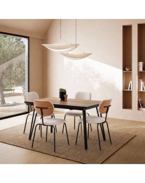 Ensemble de 4 chaises en tissu Fasano avec pieds en métal beige - 59 x 46 x 86 cm