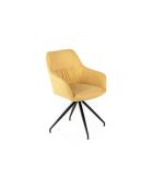 Ensemble de 2 chaises de salle à manger revêtues de tissu avec structure en métal Assisi jaune/noir - 56 x 56 x 87 cm