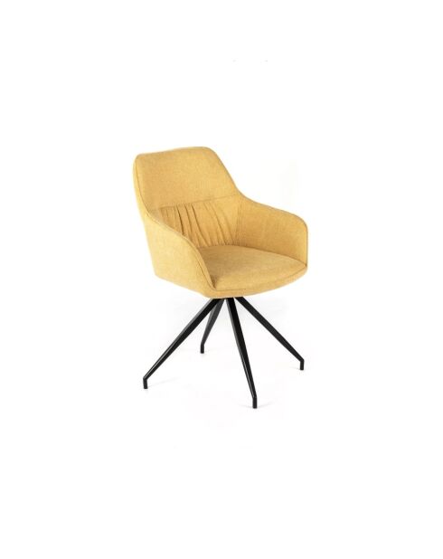 Ensemble de 2 chaises de salle à manger revêtues de tissu avec structure en métal Assisi jaune/noir - 56 x 56 x 87 cm