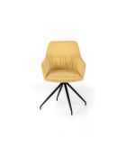 Ensemble de 2 chaises de salle à manger revêtues de tissu avec structure en métal Assisi jaune/noir - 56 x 56 x 87 cm