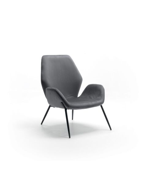 Fauteuil Belluno en velours avec structure en métal peint anthracite/noir - 68 x 73 x 85 cm