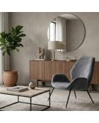 Fauteuil Belluno en velours avec structure en métal peint anthracite/noir - 68 x 73 x 85 cm