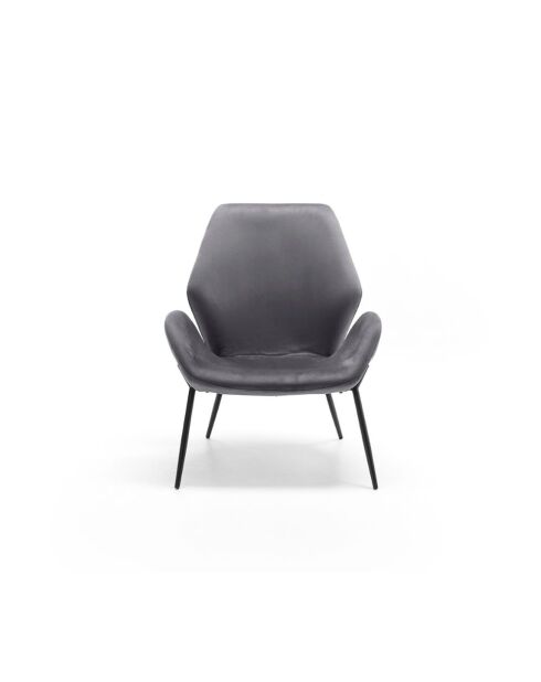 Fauteuil Belluno en velours avec structure en métal peint anthracite/noir - 68 x 73 x 85 cm