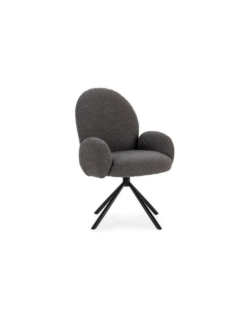 Fauteuil pivotant Carovigno en tissu avec pieds en métal gris foncé - 66 x 67 x 91 cm