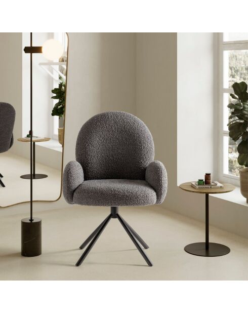 Fauteuil pivotant Carovigno en tissu avec pieds en métal gris foncé - 66 x 67 x 91 cm