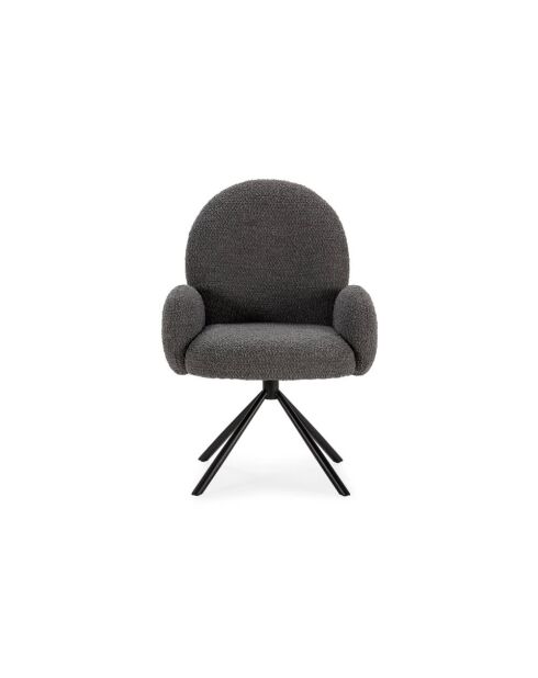Fauteuil pivotant Carovigno en tissu avec pieds en métal gris foncé - 66 x 67 x 91 cm