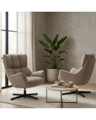 Fauteuil Belmonte en tissu avec piètement pivotant en métal crème - 73 x 81 x 89 cm